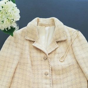 Vintage Wool Blazer w Original Rhinestone Buttons